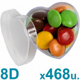 Caja Corazón Pastillero Chicas Altas 8d Acrílicas Plásticas x 468 u. PRECIO MAYORISTA
