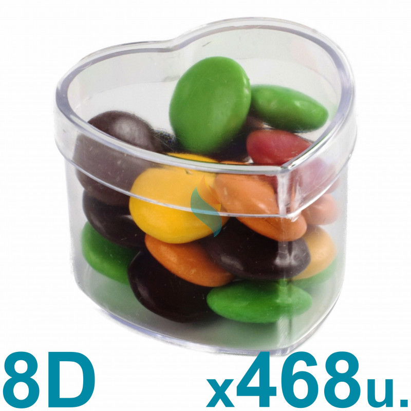 Caja Corazón Pastillero Chicas Altas 8d Acrílicas Plásticas x 468 u. PRECIO MAYORISTA
