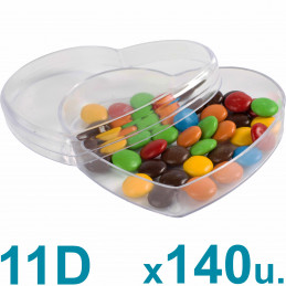 Caja Corazón Medianas 11d Pastillero / Bombones  x 140 u. Acrílicas Plásticas. PRECIO MAYORISTA