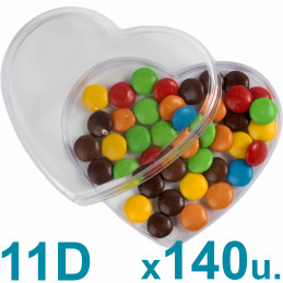 Caja Corazón Medianas 11d Pastillero / Bombones  x 140 u. Acrílicas Plásticas. PRECIO MAYORISTA