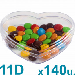 Caja Corazón Medianas 11d Pastillero / Bombones  x 140 u. Acrílicas Plásticas. PRECIO MAYORISTA