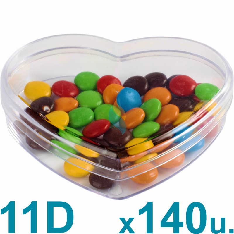 Caja Corazón Medianas 11d Pastillero / Bombones  x 140 u. Acrílicas Plásticas. PRECIO MAYORISTA