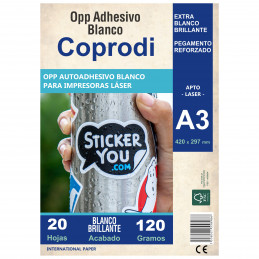 Vinilo Opp Blanco Brillante Autoadhesivo Vinilo A3 20 hojas - Coprodi