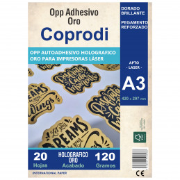Vinilo Opp Holografico Oro Autoadhesivo A3 20 hojas - Coprodi