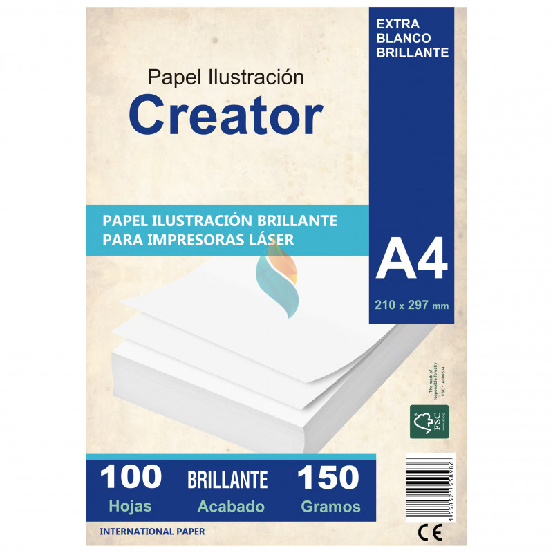 Papel Ilustración Brillante A4 150 gr. 100 hojas