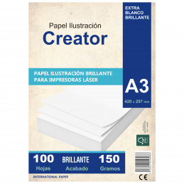 Papel Ilustración Brillante A3 150 gr. 100 hojas
