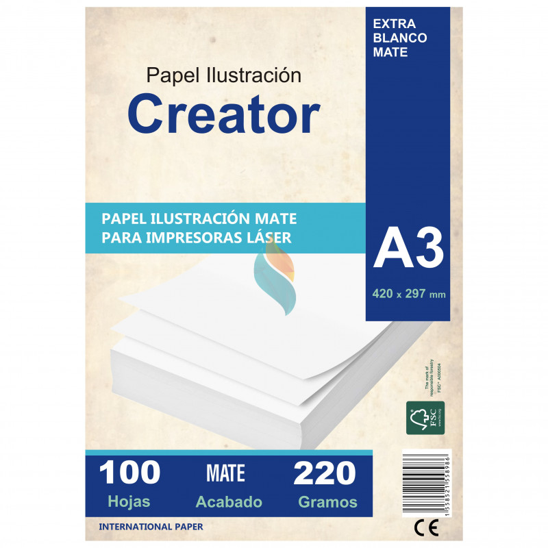 Papel Ilustración Mate A3 220 gr. 100 hojas