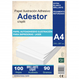 Papel Autoadhesivo Ilustración Brillante A4 x100 hojas c/Split