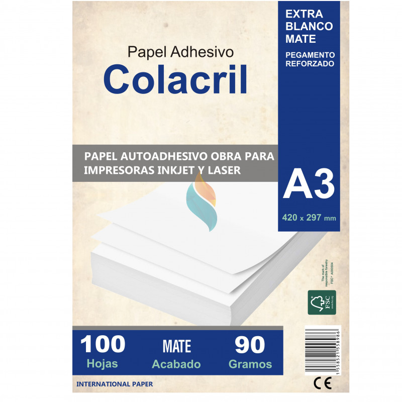 Papel Autoadhesivo Obra A3 Mate 100 hojas