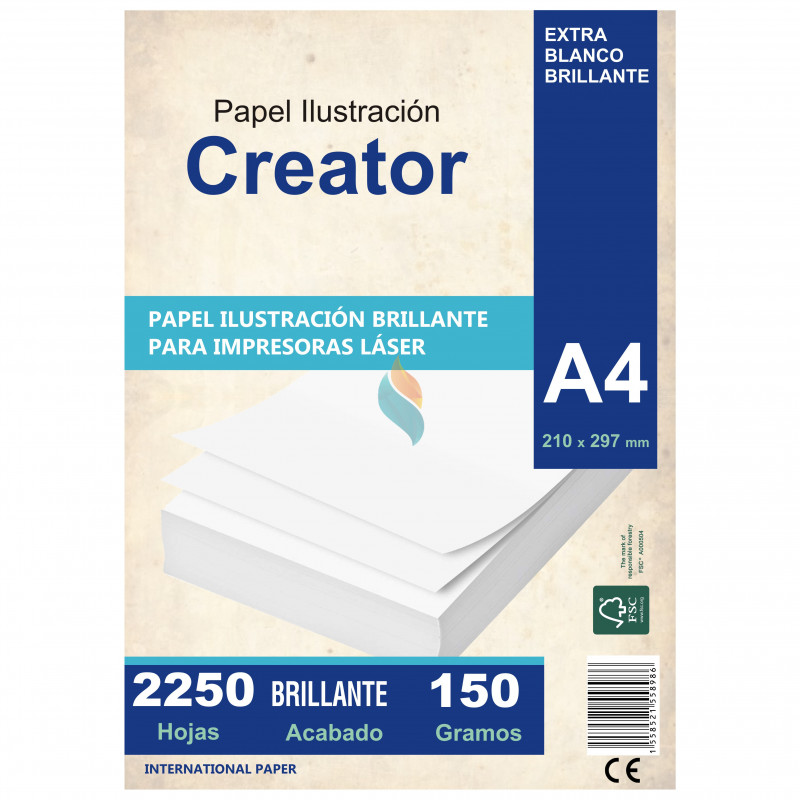 Papel Ilustración Brillante A4 150 gr. 2250 hojas PRECIO MAYORISTA