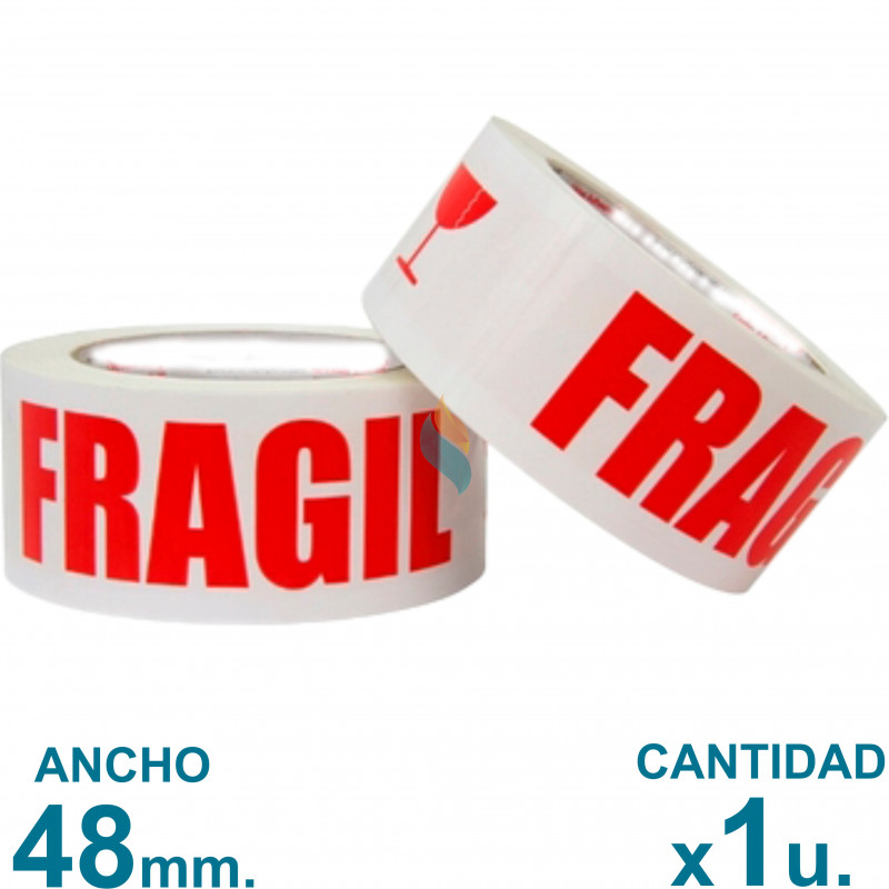 Cinta Embalaje "Fragil" 48mm x 90mts Autoadhesiva x1 uni.