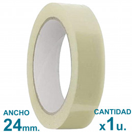 Cinta Embalaje Transparente 24mm x 50mts Autoadhesiva x1 uni.
