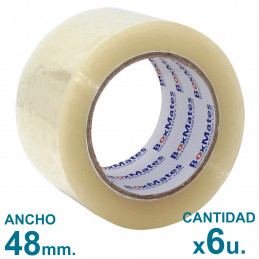 Cinta Embalaje Transparente 48mm x 90mts Autoadhesiva x6 uni.