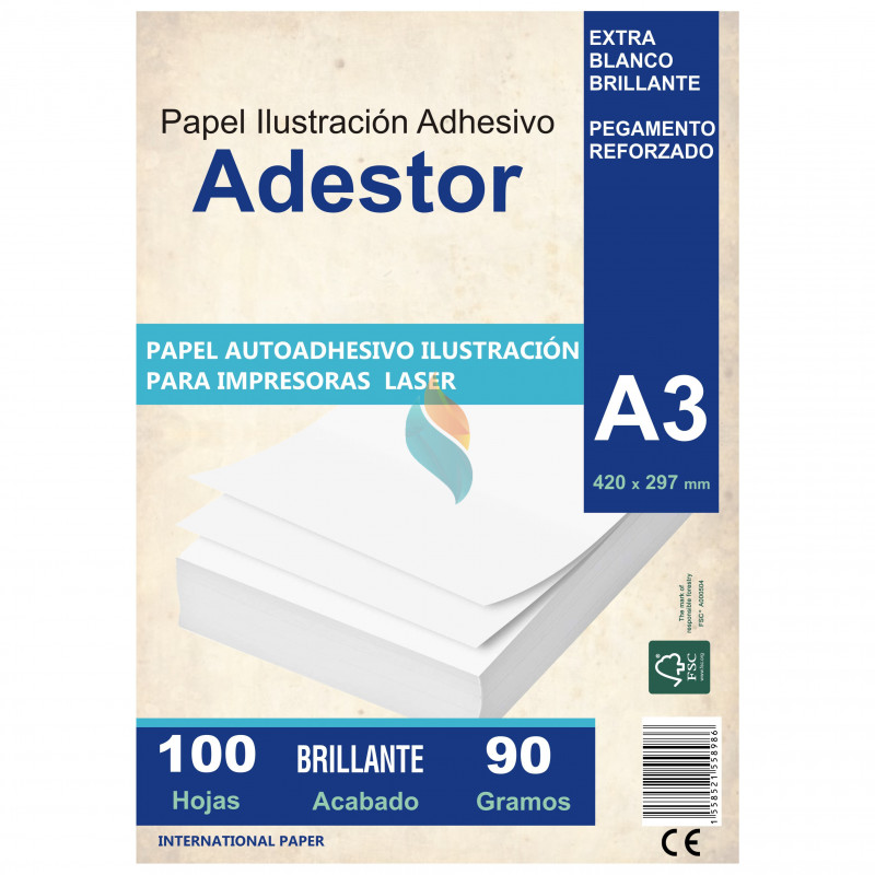 Papel Autoadhesivo Ilustración Brillante A3 100 hojas