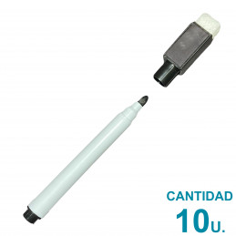 Marcador Para Pizarra Con Borrador + Iman Negro x10u.