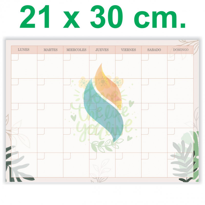 Pizarra Planner Organizador Imantado Modelo "Love The Life" 21 x 30 cm.