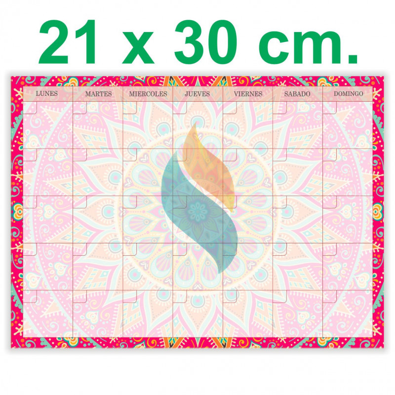 Pizarra Planner Organizador Imantado Modelo "Mandala" 21 x 30 cm.