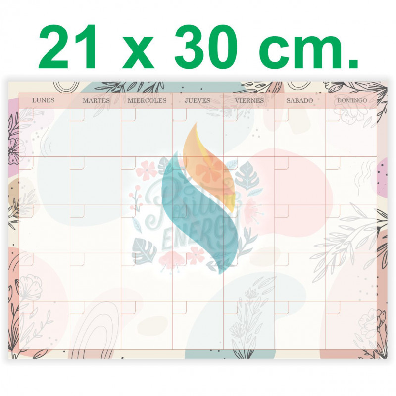 Pizarra Planner Organizador Imantado Modelo "Positive Energy" 21 x 30 cm.