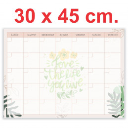 Planner Imantado Mensual Planificador "Love The Life" 45 x 30 cm.
