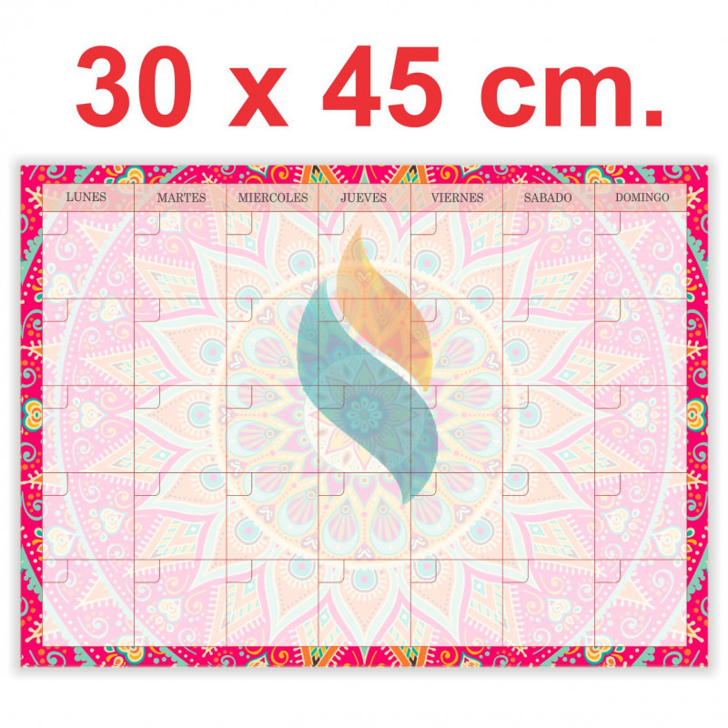 Pizarra Planner Organizador Imantado Modelo "Mandala" 45 x 30 cm.