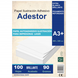 Papel Autoadhesivo Ilustración Brillante A3+ 100 hojas