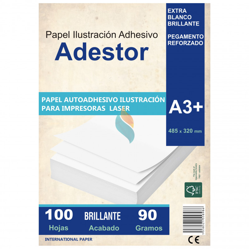 Papel Autoadhesivo Ilustración Brillante A3+ 100 hojas