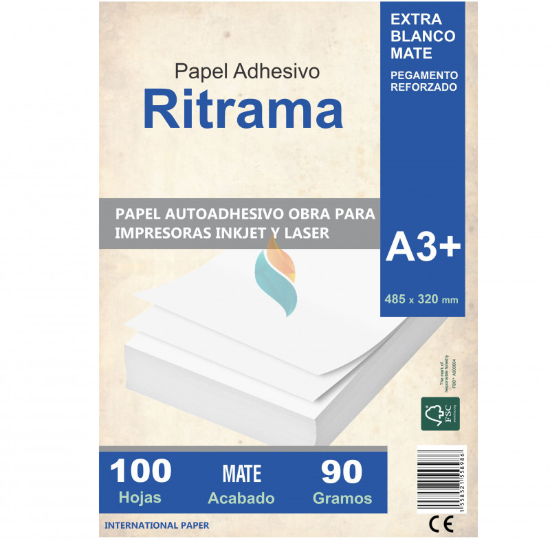 Papel Autoadhesivo Obra Mate A3+ 100 hojas