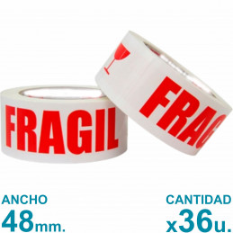 Cinta Embalaje "Fragil" 48mm x 90mts Autoadhesiva x36 uni. PRECIO MAYORISTA