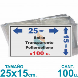 Bolsas Polipropileno 15x25cm. x100 u. Transparentes