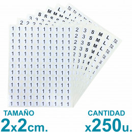 Etiquetas Stickers Autoadhesivos Talles Ropa Circular 2cm. x250u.