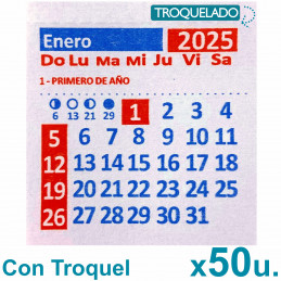 Almanaque 2025 Calendario Mignon Mensual 5.5x5 cm. Con Troquelado x50u.