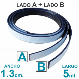 Tira imán Autoadhesivo Lado A + Lado B 5 mts. x 1.3 cm. - Grosor 2mm
