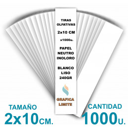 Tiras Olfativas Blancas Test Perfumes 2x10 cm. 240 gr. x1000