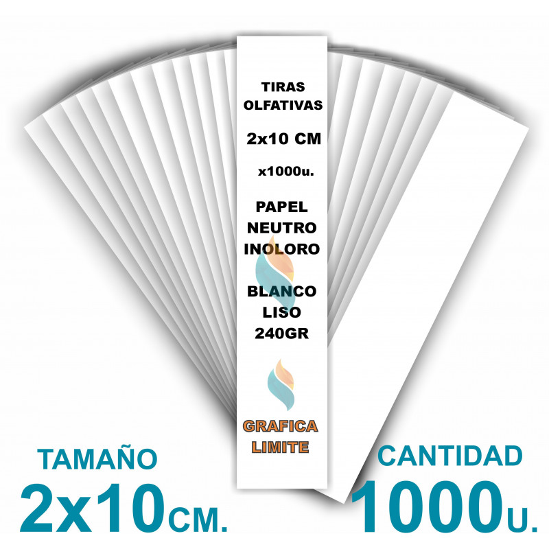 Tiras Olfativas Blancas Test Perfumes 2x10 cm. 240 gr. x1000