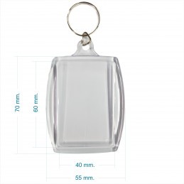 Llaveros Acrílicos 6x4cm. Grandes Transparentes BULTO x200 u. para foto / publicidad