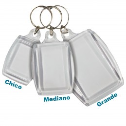 Llaveros Acrílicos 6x4cm. Grandes Transparentes BULTO x200 u. para foto / publicidad