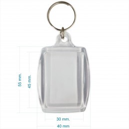 Llavero Acrílico 3x4.5cm. Mediano Transparente x1 u. Para Foto / Publicidad